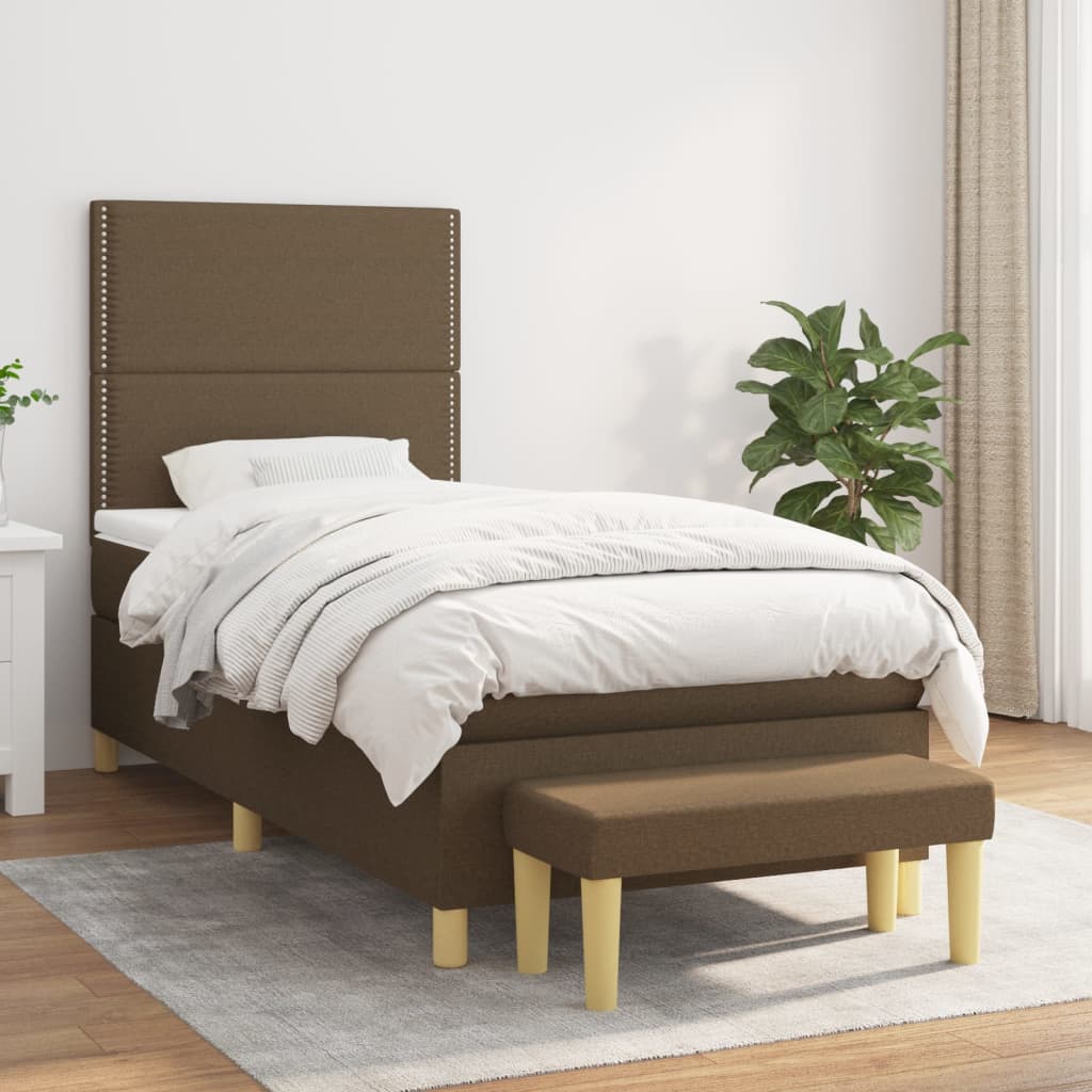 JUNG Vida Boxspringbett mit Matratze Dunkelbraun 80x200 cm Stoff