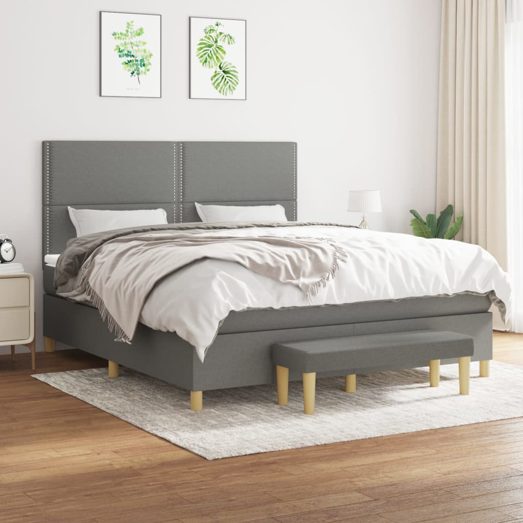 JUNG Vida Boxspringbett mit Matratze Dunkelgrau 180x200 cm Stoff