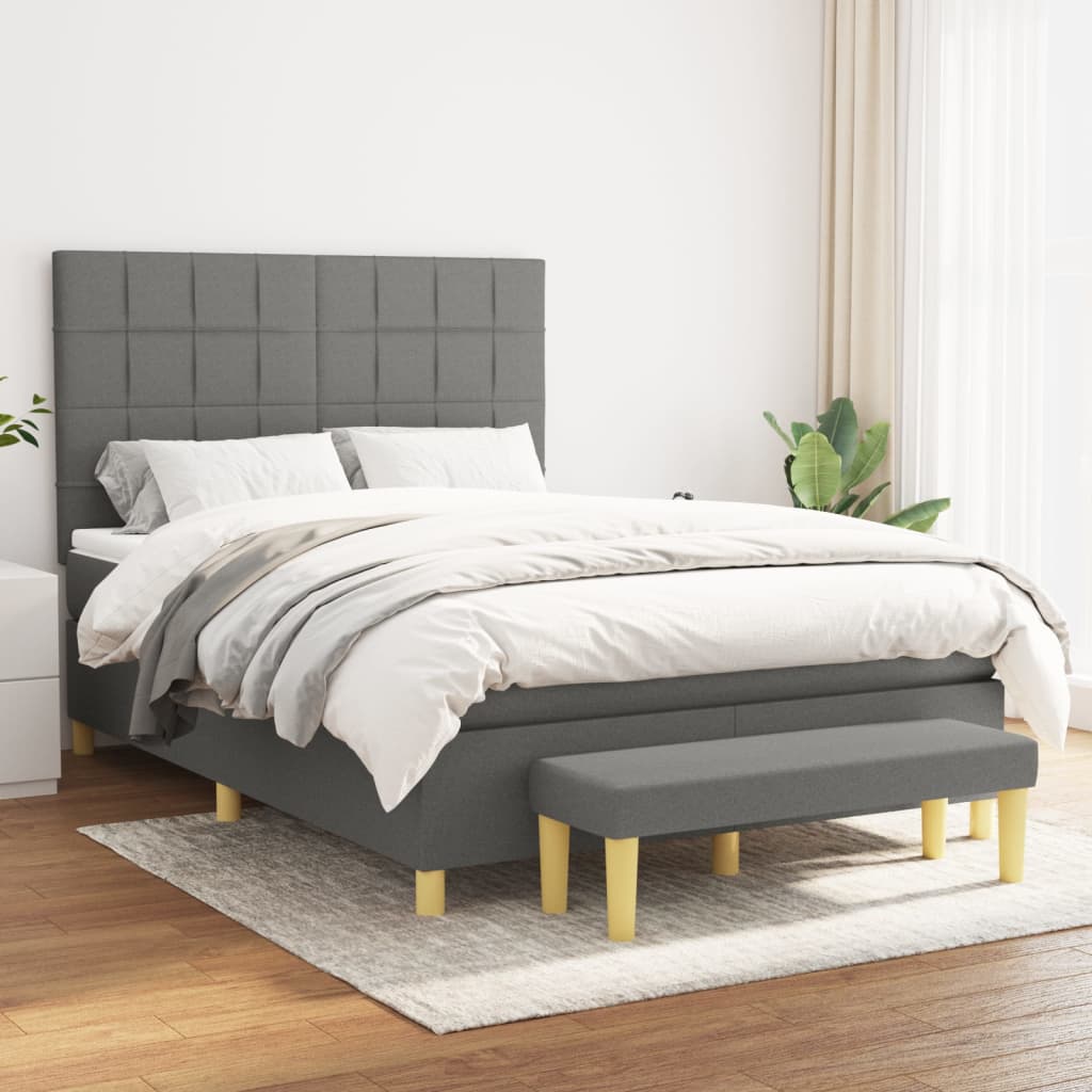 JUNG Vida Boxspringbett mit Matratze Dunkelgrau 140x200 cm Stoff