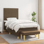 JUNG Vida Boxspringbett mit Matratze Dunkelbraun 100x200 cm Stoff
