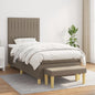 JUNG Vida Boxspringbett mit Matratze Taupe 100x200 cm Stoff
