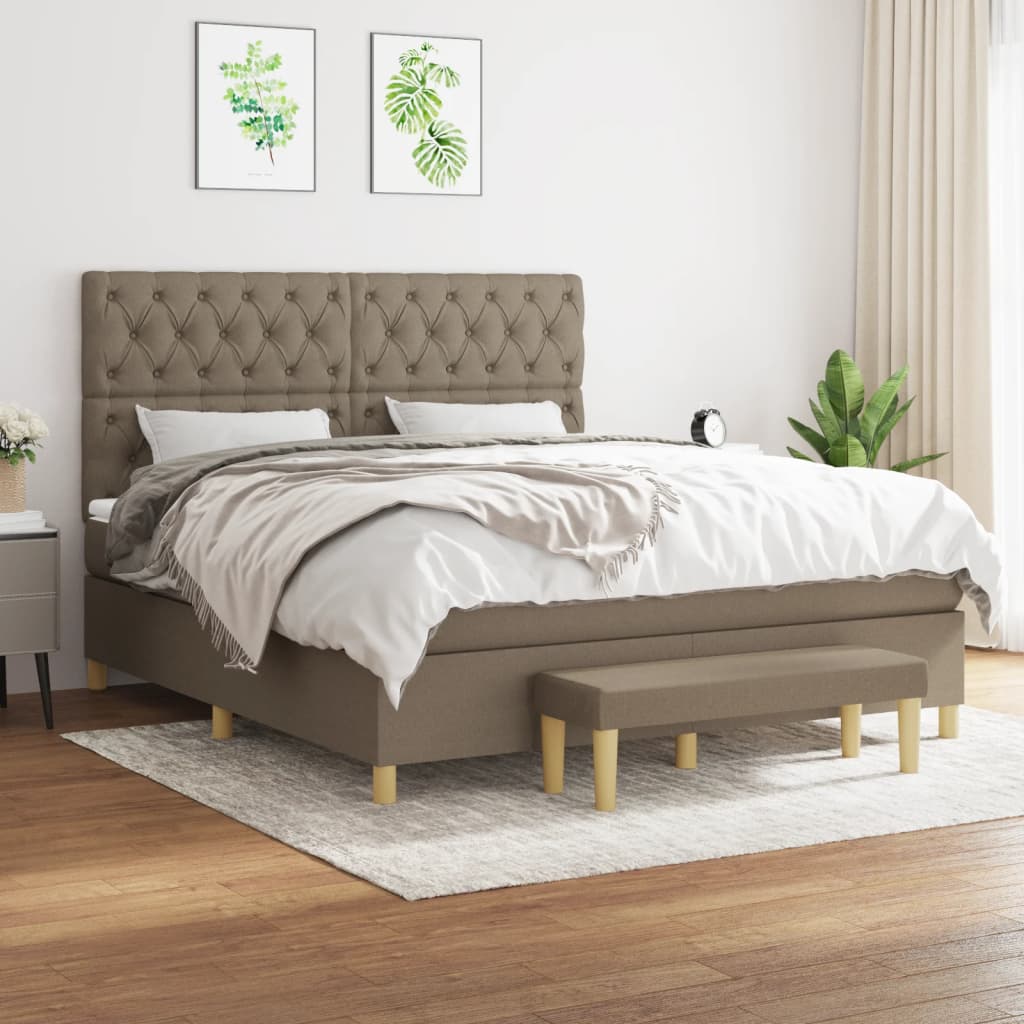 JUNG Vida Boxspringbett mit Matratze Taupe 160x200 cm Stoff