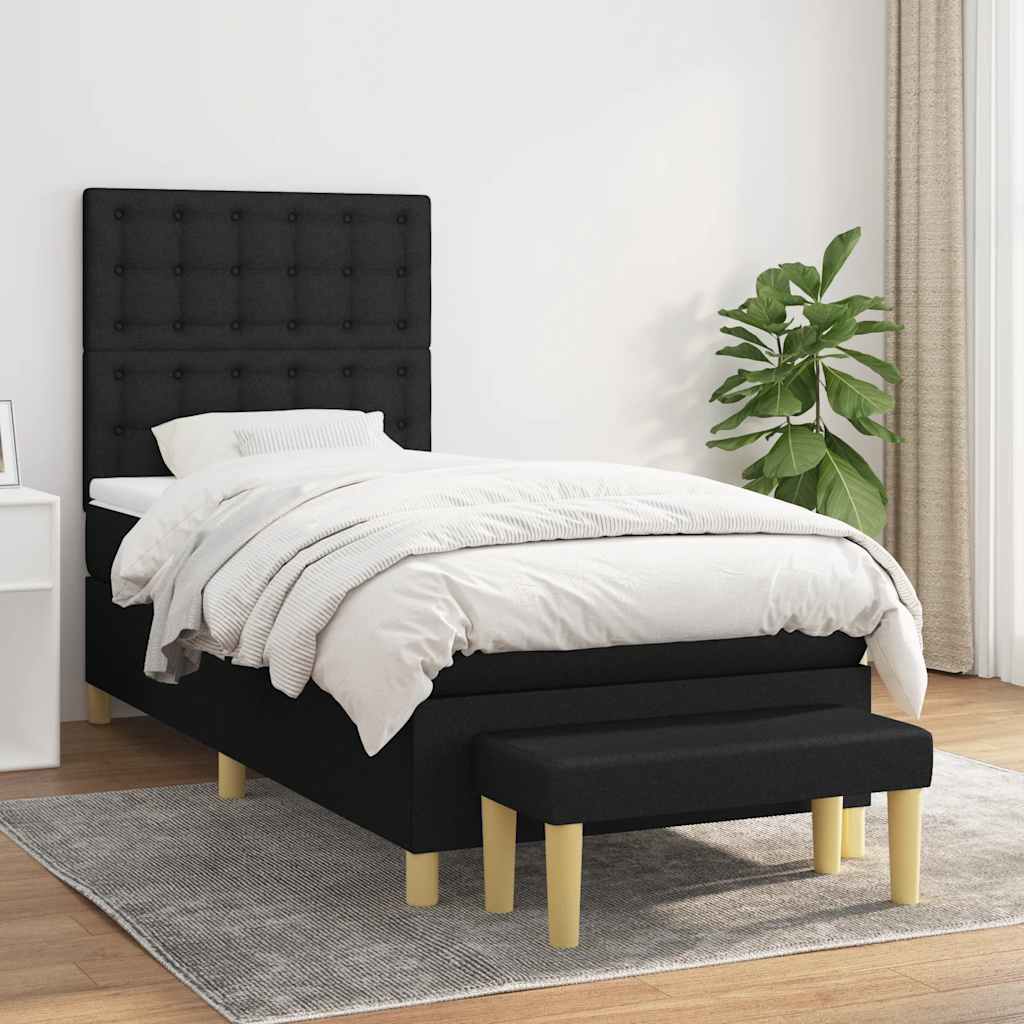 JUNG Vida Boxspringbett mit Matratze Schwarz 90x190 cm Stoff
