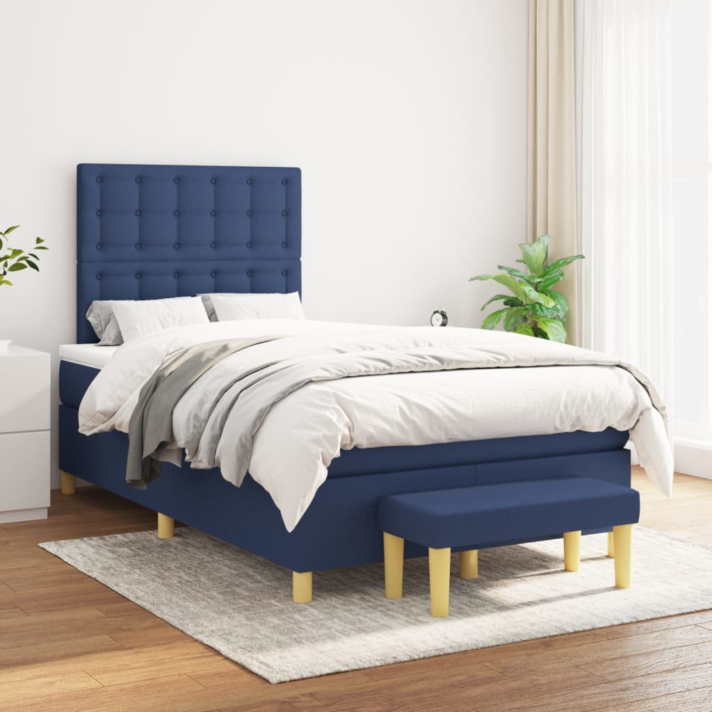 JUNG Vida Boxspringbett mit Matratze Blau 120x200 cm Stoff