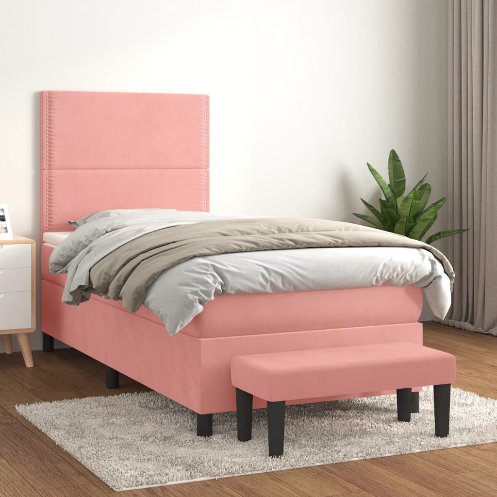 JUNG Vida Boxspringbett mit Matratze Rosa 80x200 cm Samt