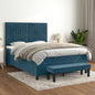 JUNG Vida Boxspringbett mit Matratze Dunkelblau 140x200 cm Samt
