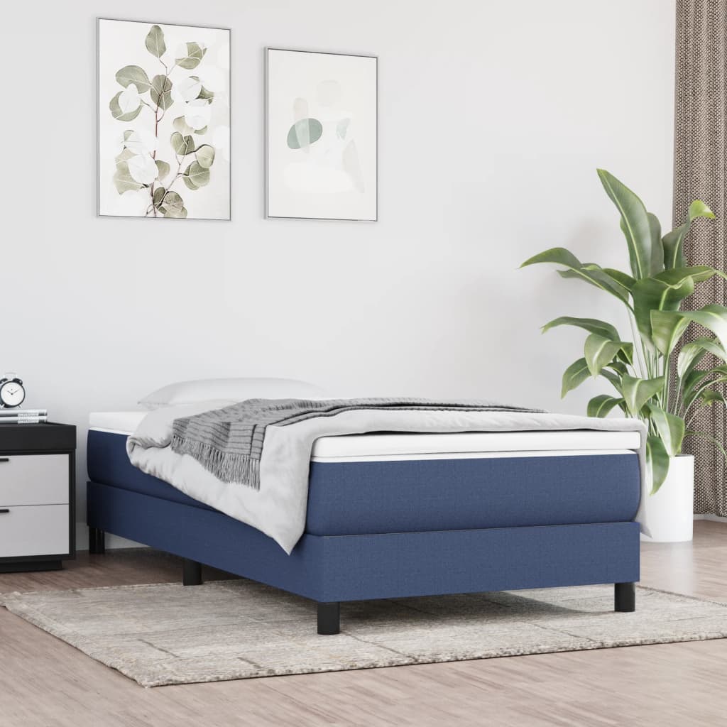 JUNG Vida Boxspringbett mit Matratze Blau 90x190 cm Stoff