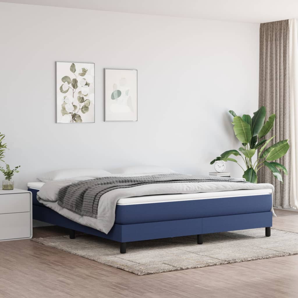 JUNG Vida Boxspringbett mit Matratze Blau 180x200 cm Stoff