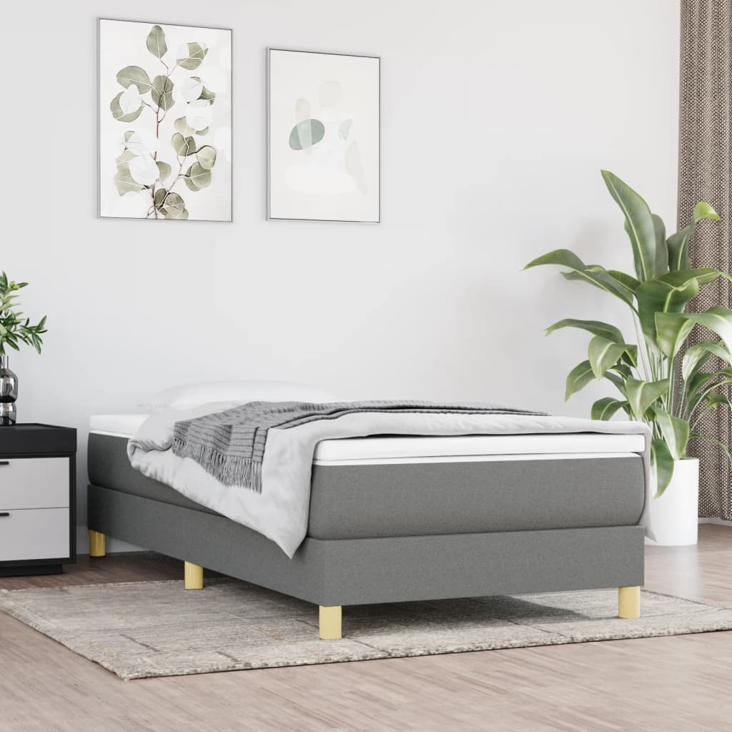 JUNG Vida Boxspringbett mit Matratze Dunkelgrau 90x190 cm Stoff