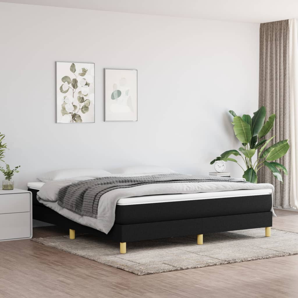 JUNG Vida Boxspringbett mit Matratze Schwarz 160x200 cm Stoff