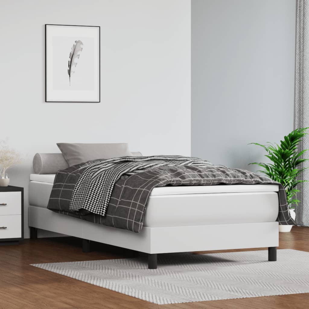 JUNG Vida Boxspringbett mit Matratze Weiß 80x200 cm Kunstleder