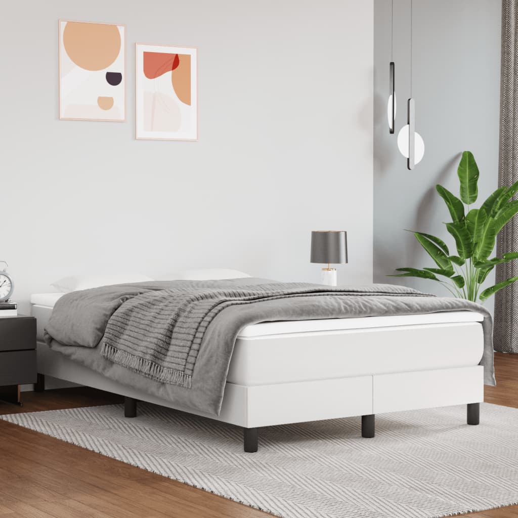 JUNG Vida Boxspringbett mit Matratze Weiß 120x200 cm Kunstleder
