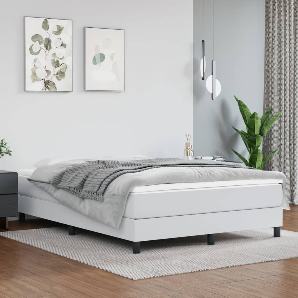 JUNG Vida Boxspringbett mit Matratze Weiß 140x200 cm Kunstleder