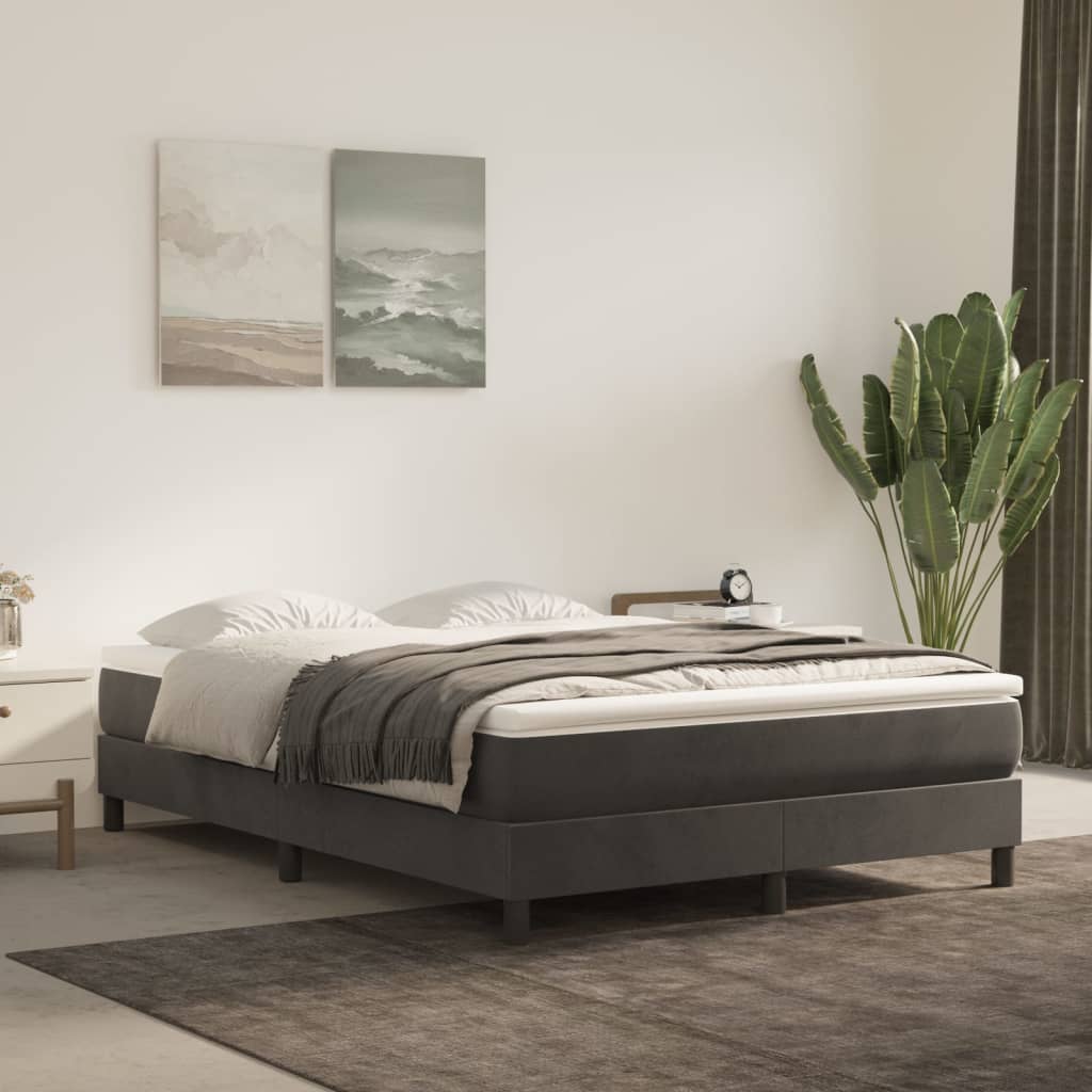 JUNG Vida Boxspringbett mit Matratze Dunkelgrau 140x190 cm Samt