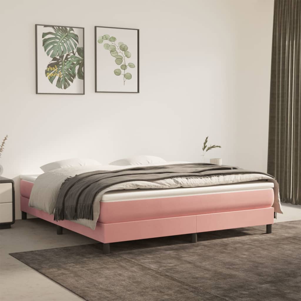 JUNG Vida Boxspringbett mit Matratze Rosa 160x200 cm Samt