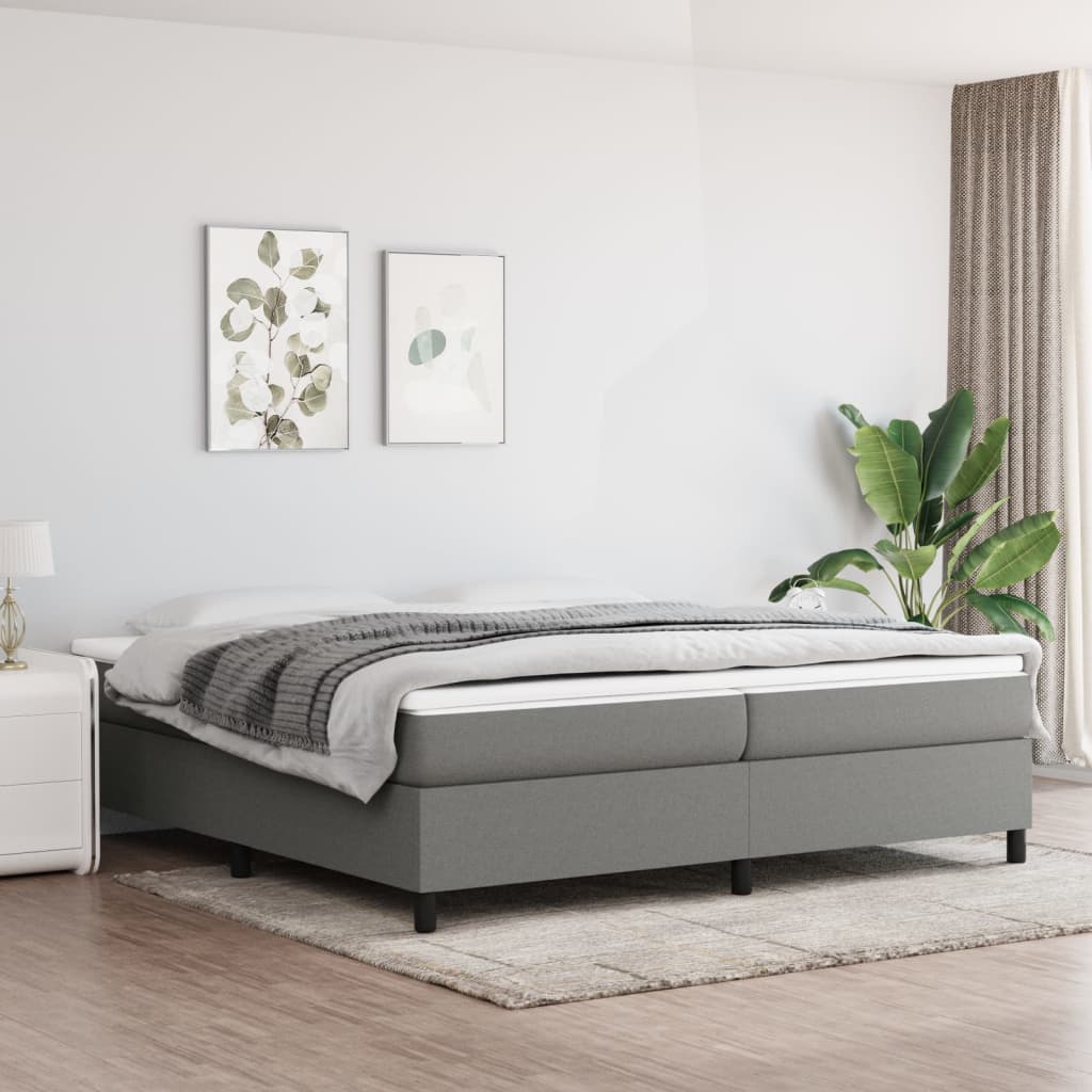 JUNG Vida Boxspringbett mit Matratze Dunkelgrau 200x200 cm Stoff