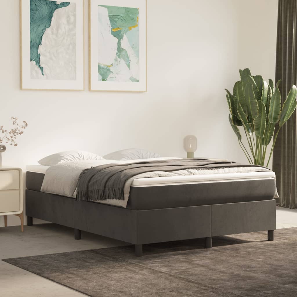 JUNG Vida Boxspringbett mit Matratze Dunkelgrau 140x190 cm Samt