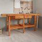 JUNG Vida Werkbank mit Schubladen Schraubstöcken 192x62x83 cm Akazienholz