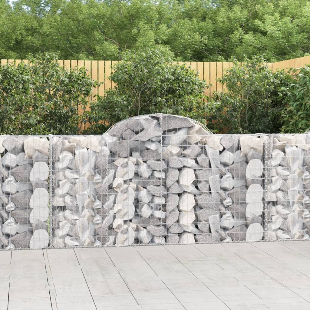JUNG Vida Gabionen mit Hochbogen 14Stk. 200x30x100/120cm Verzinktes Eisen