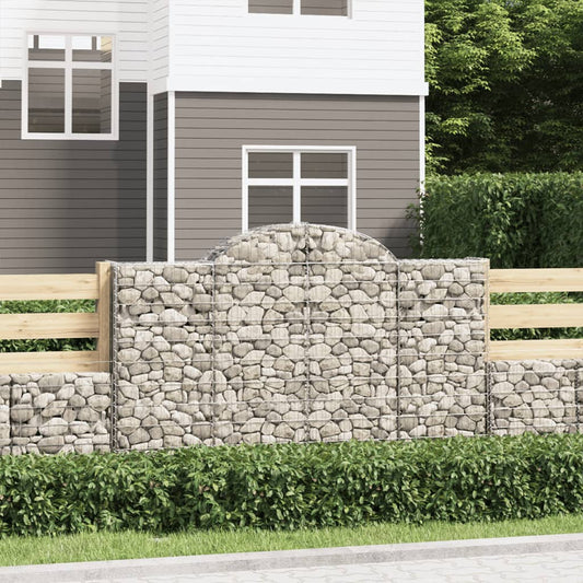 JUNG Vida Gabionen mit Hochbogen 12Stk. 200x30x120/140cm Verzinktes Eisen