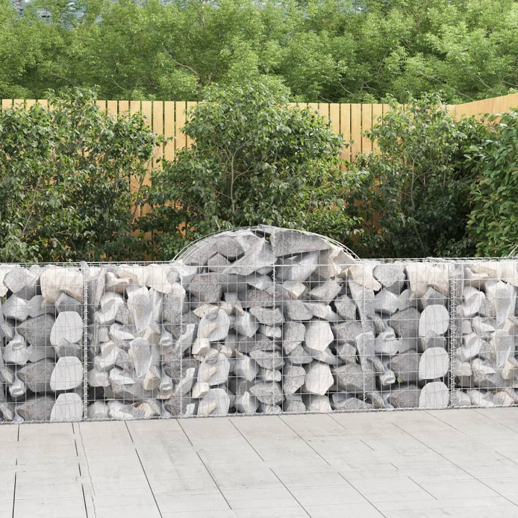 JUNG Vida Gabionen mit Hochbogen 12 Stk. 200x50x80/100cm Verzinktes Eisen