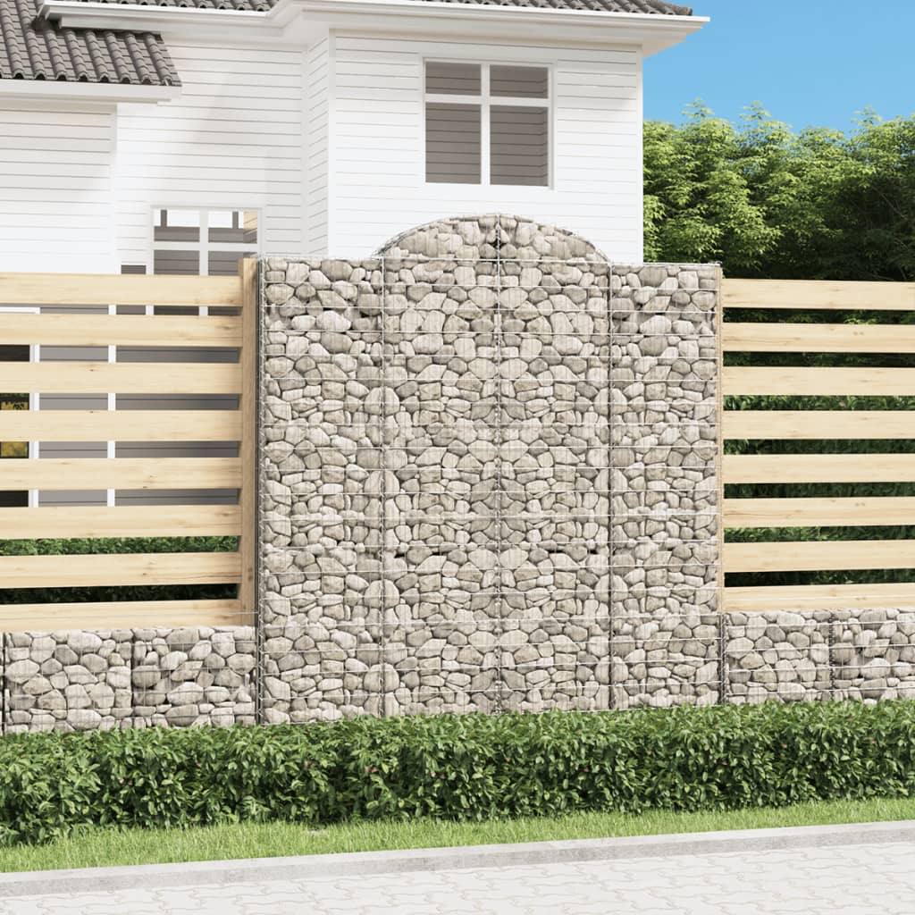 JUNG Vida Gabionen mit Hochbogen 7 Stk. 200x50x220/240cm Verzinktes Eisen
