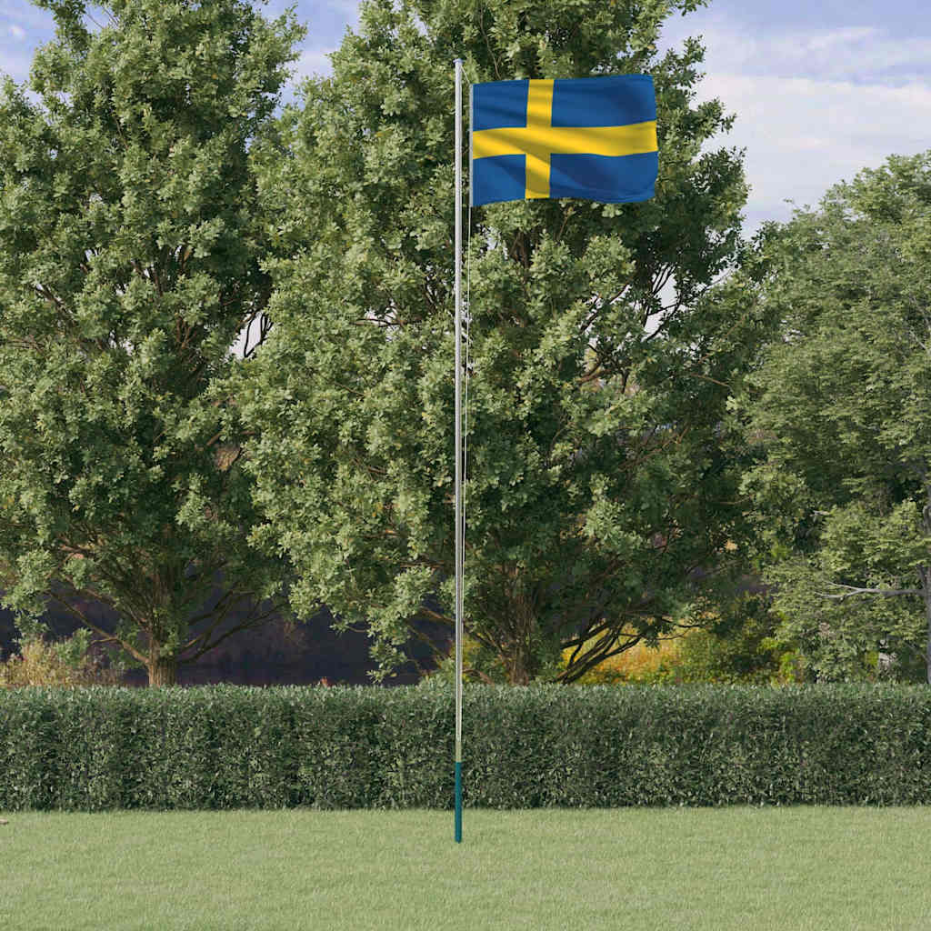 JUNG Vida Flagge Schwedens mit Mast 6,08 m Aluminium