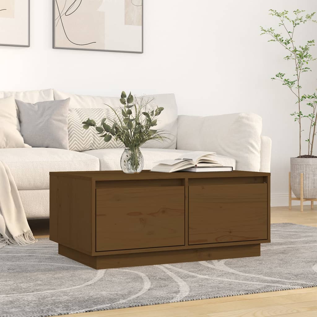 JUNG Vida Couchtisch Honigbraun 80x50x35 cm Massivholz Kiefer