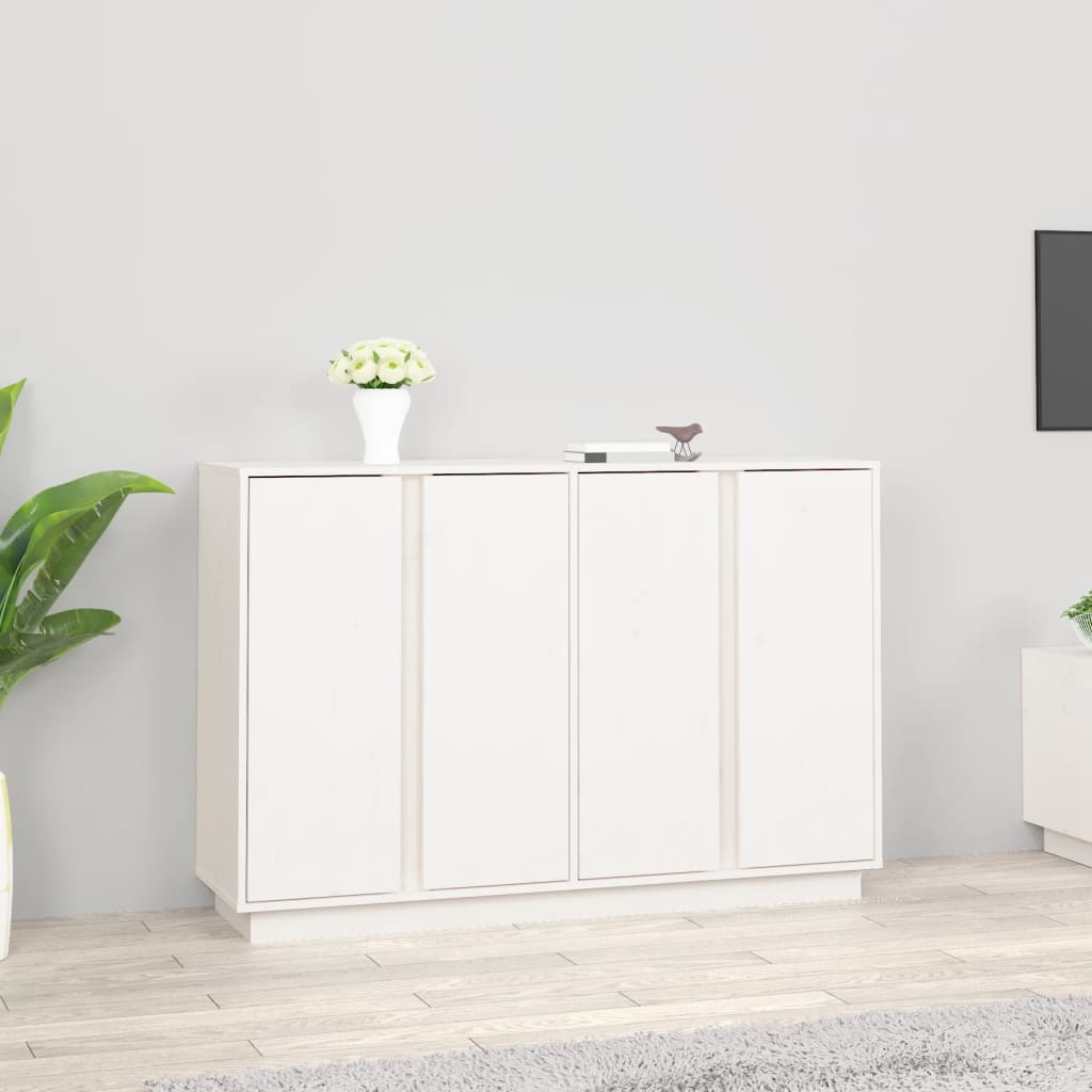 JUNG Vida Sideboard Weiß 120x35x80 cm Massivholz Kiefer