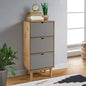 JUNG Vida Schuhschrank OTTA mit 3 Schubladen Braun&Grau Massivholz Kiefer