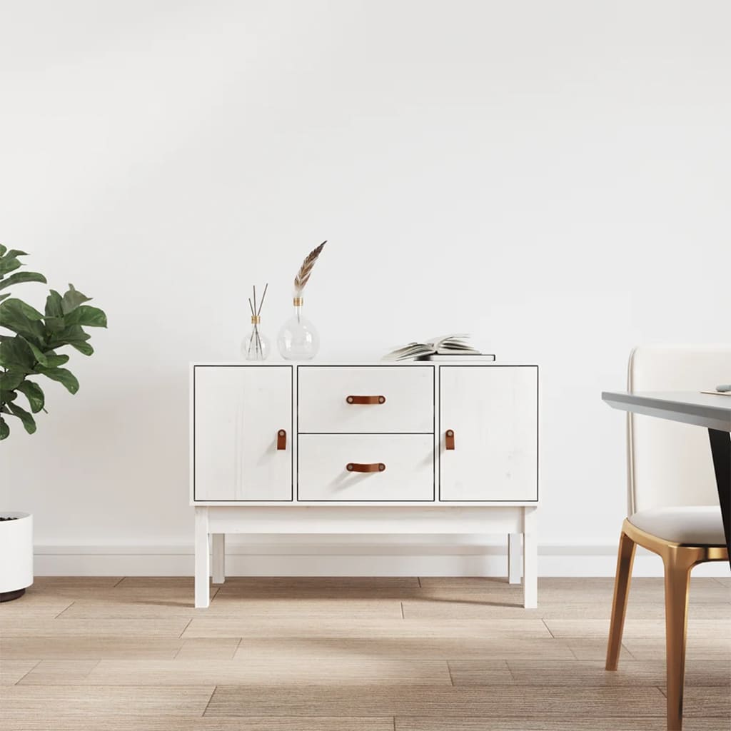 JUNG Vida Sideboard Weiß 110x40x78 cm Massivholz Kiefer