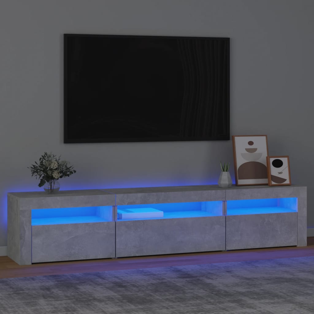 JUNG Vida TV-Schrank mit LED-Leuchten Betongrau 195x35x40 cm