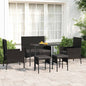 JUNG Vida 6-tlg. Garten-Lounge-Set mit Kissen Schwarz Poly Rattan