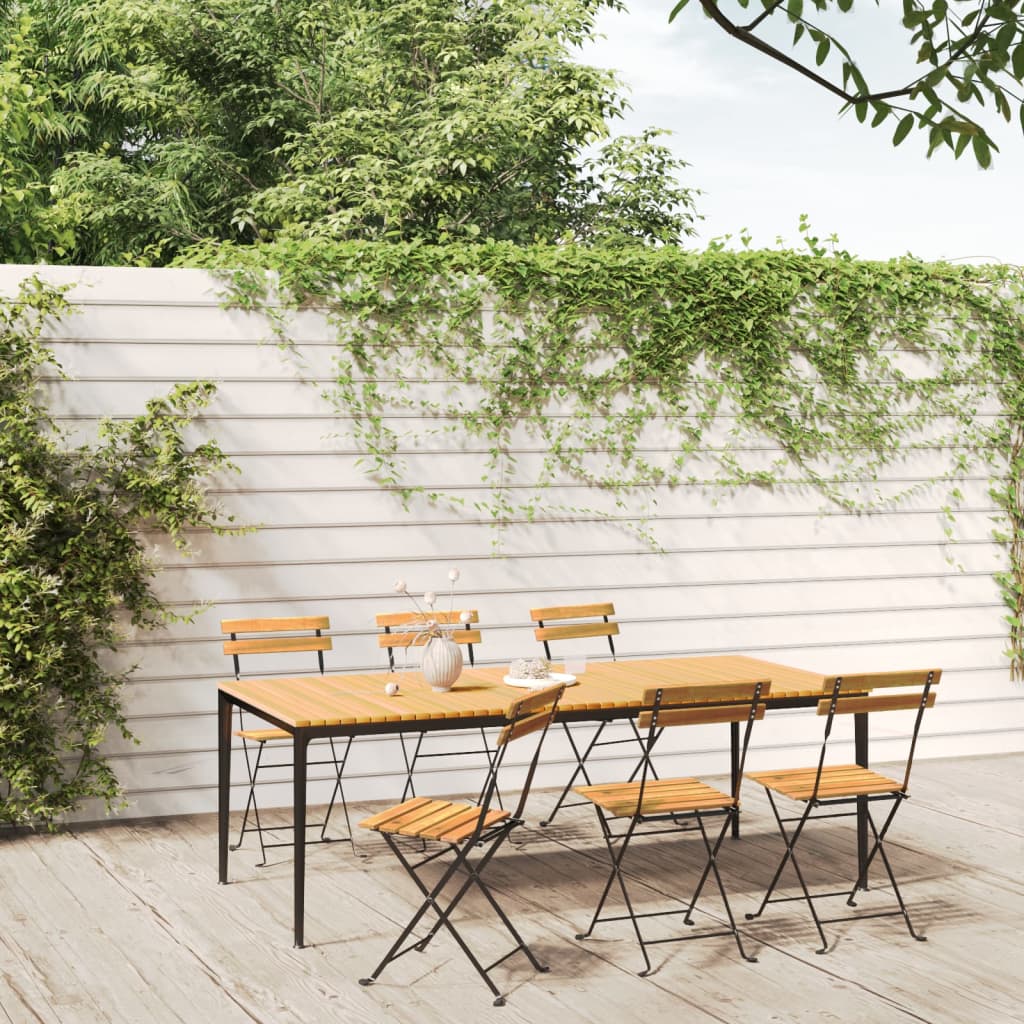 JUNG Vida Klappbare Gartenstühle 6 Stk. Stahl und Massivholz Akazie