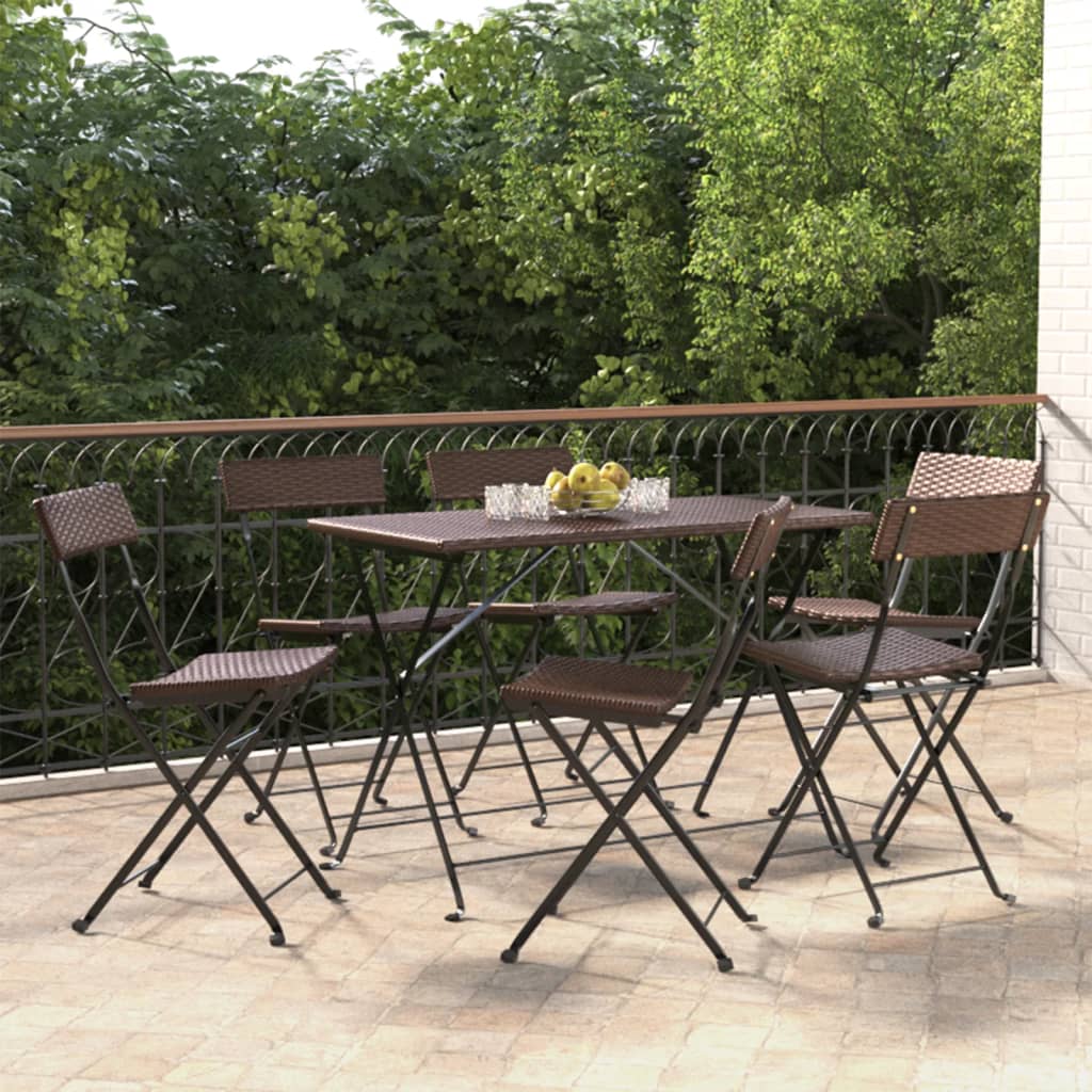 JUNG Vida Bistrostühle 6 Stk. Klappbar Braun Poly Rattan und Stahl