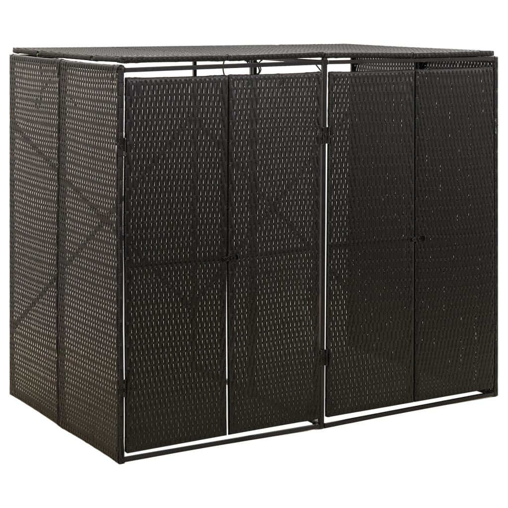 JUNG Vida Mülltonnenbox für 2 Tonnen Schwarz 140x80x117 cm Poly Rattan