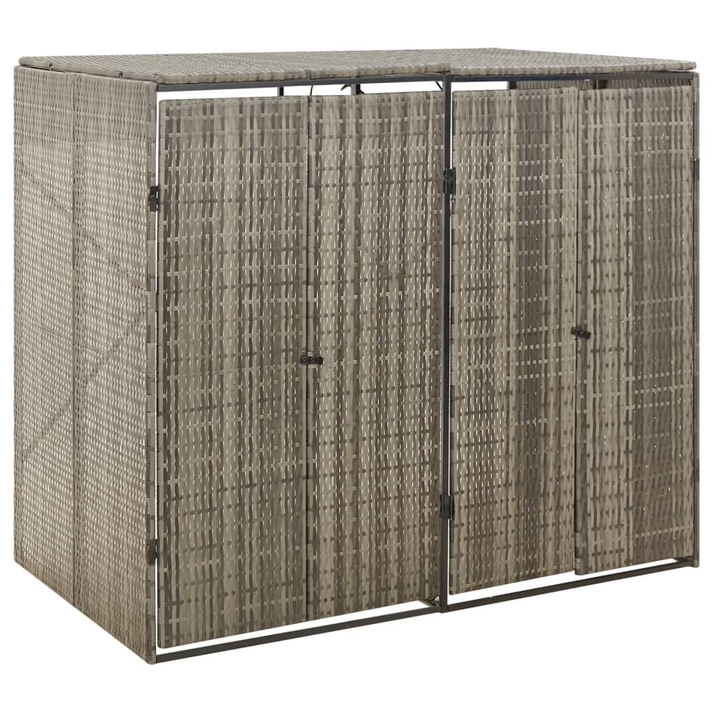 JUNG Vida Mülltonnenbox für 2 Tonnen Grau 140x80x117 cm Poly Rattan