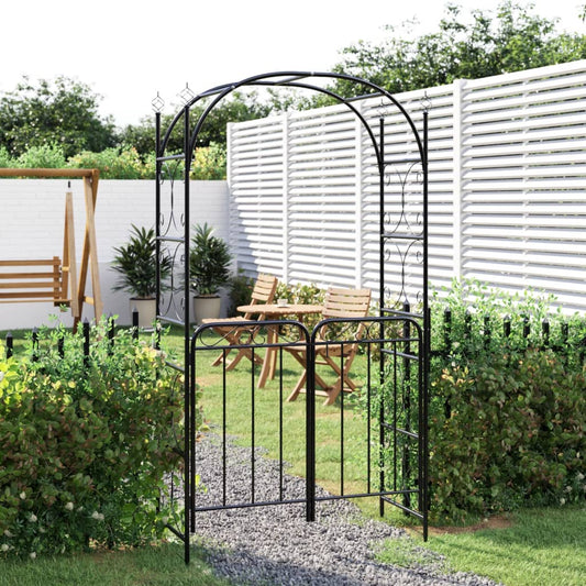 JUNG Vida Gartenbogen mit Tor Schwarz 108x45x235 cm Stahl