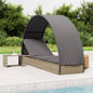 JUNG Vida Sonnenliege mit Runddach Grau 211x57x140 cm Poly Rattan