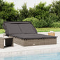 JUNG Vida 2-Personen-Sonnenliege mit Dach Grau 213x118x97 Poly Rattan