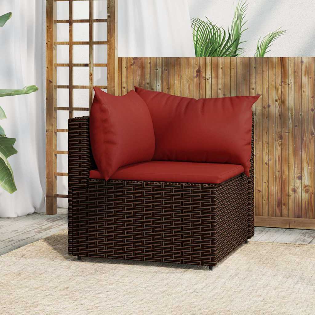 JUNG Vida Garten-Ecksofa mit Kissen Braun Poly Rattan