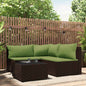 JUNG Vida 4-tlg. Garten-Lounge-Set mit Kissen Braun Poly Rattan