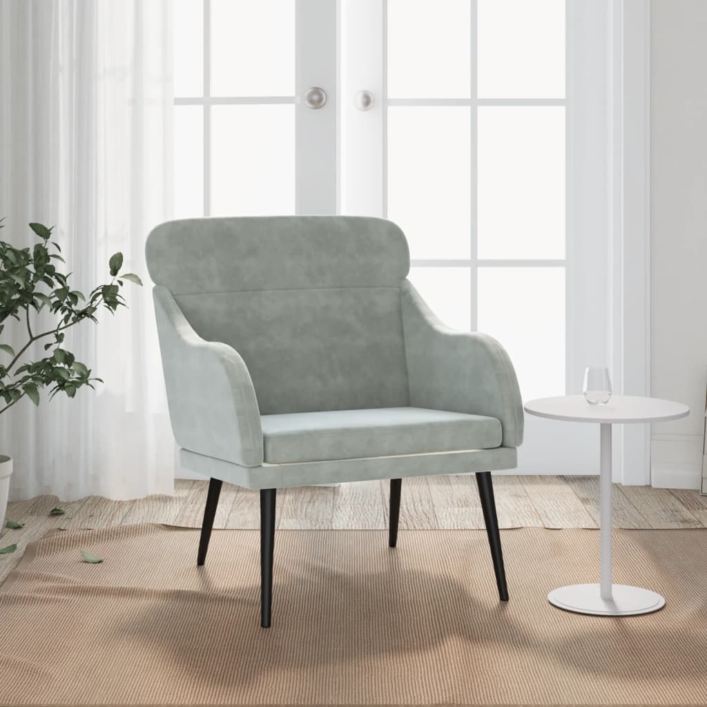 JUNG Vida Sessel Hellgrau 63x76x80 cm Samt