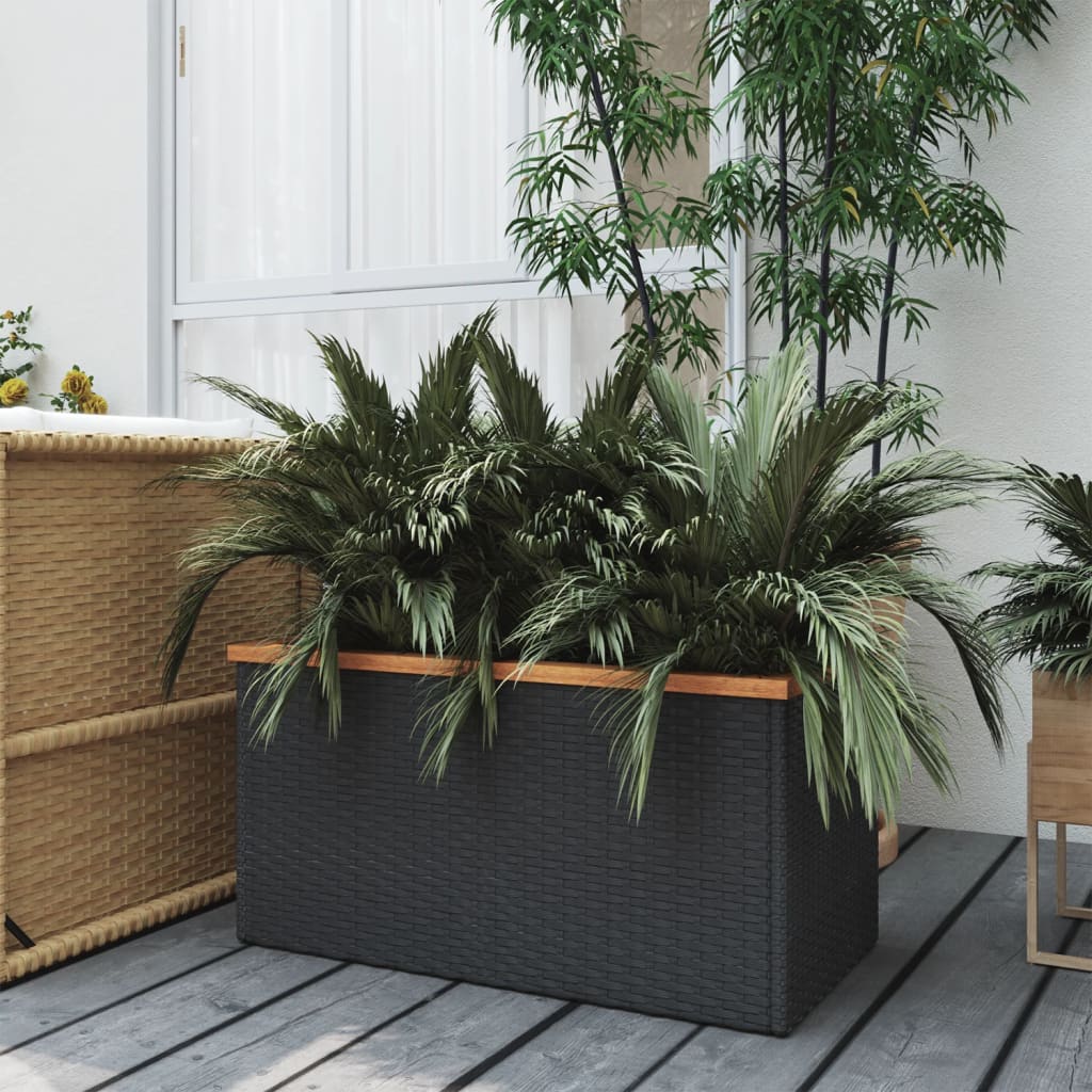 JUNG Vida Pflanzkübel Schwarz 80x40x40 cm Poly Rattan