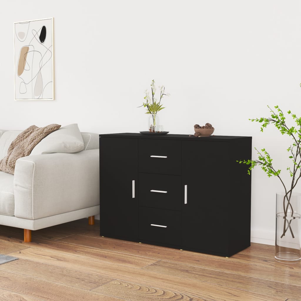JUNG Vida Sideboard Schwarz 91x29,5x65 cm Holzwerkstoff