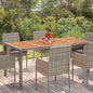 JUNG Vida Gartentisch mit Holzplatte Grau 190x90x75 cm Poly Rattan