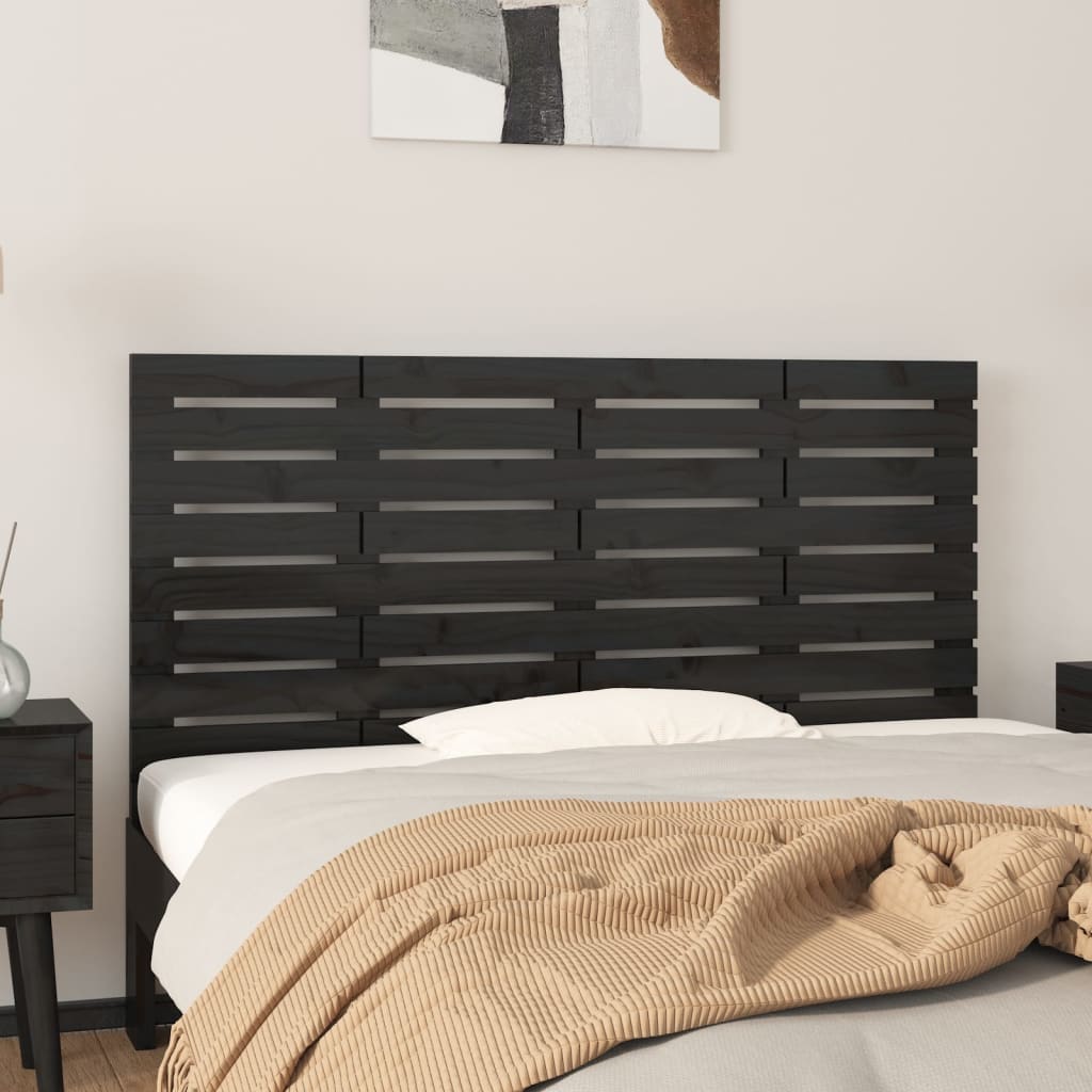 JUNG Vida Wand-Kopfteil Schwarz 156x3x63 cm Massivholz Kiefer