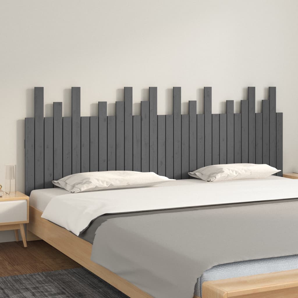JUNG Vida Wand-Kopfteil Grau 204x3x80 cm Massivholz Kiefer