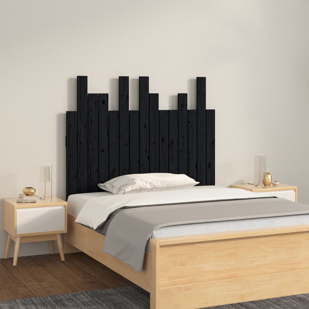 JUNG Vida Wand-Kopfteil Schwarz 95,5x3x80 cm Massivholz Kiefer