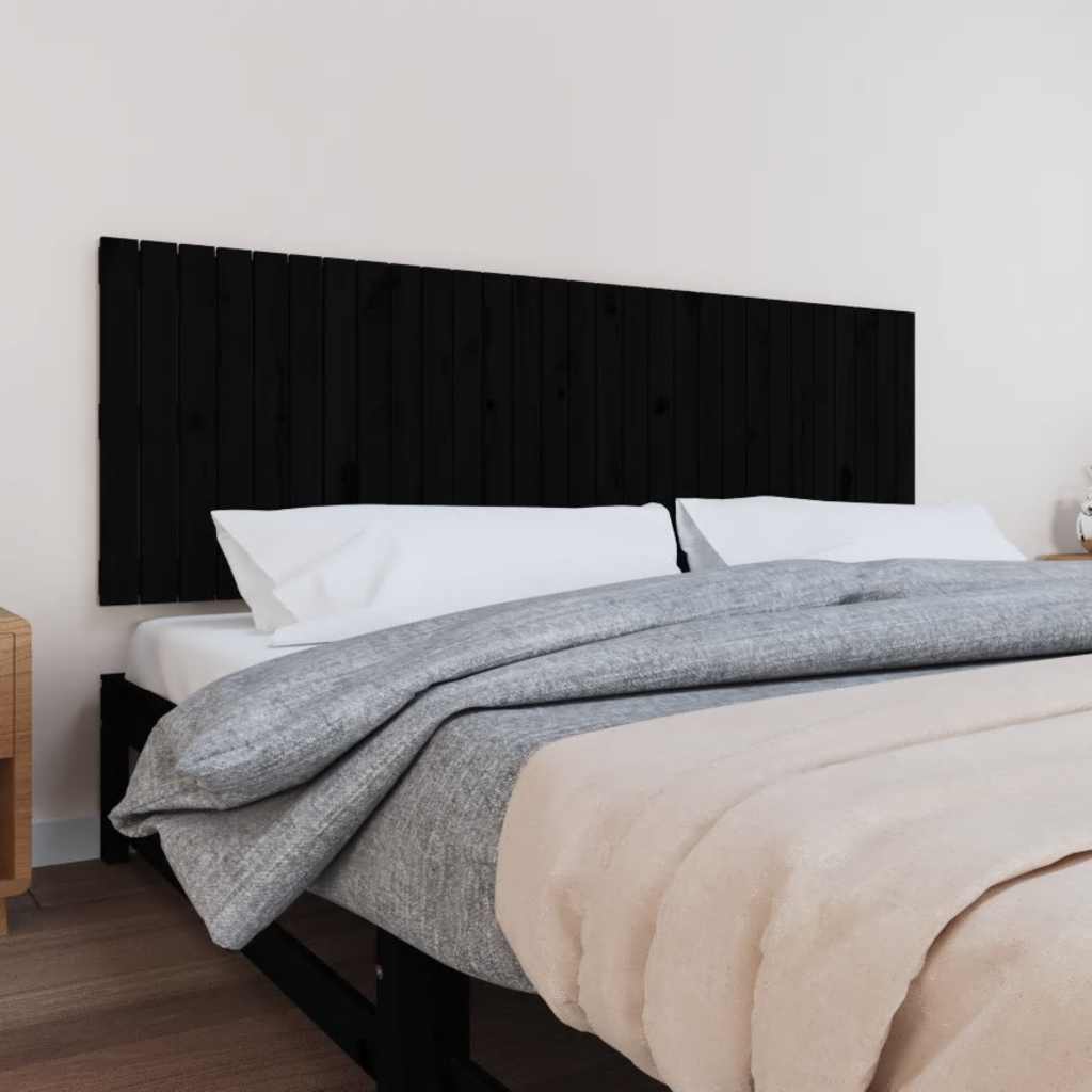 JUNG Vida Wand-Kopfteil Schwarz 185x3x60 cm Massivholz Kiefer
